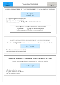 formule vitesse debit