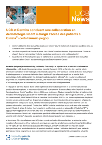 UCB et Dermira concluent une collaboration en dermatologie visant