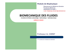 BIOMECANIQUE DES FLUIDES