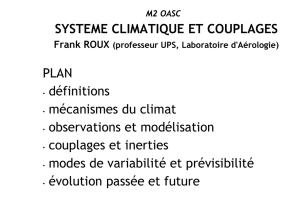 SYSTEME CLIMATIQUE ET COUPLAGES PLAN • définitions