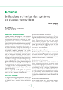 Technique Indications et limites des systèmes de plaques verrouillées