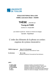 L`ordre des éléments de la phrase en coréen : esquisse