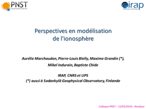 Perspectives en modélisations de l`ionosphère