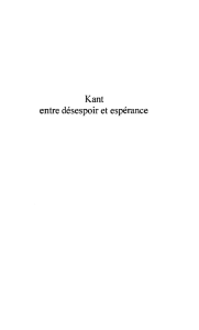 Kant entre désespoir et espérance