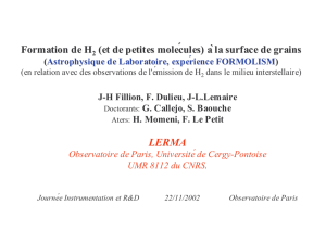 Formation de H - GEPI, UMR CNRS 8111 : Physique stellaire et