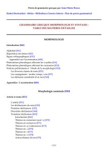 GRAMMAIRE GRECQUE (MORPHOLOGIE ET SYNTAXE) : TABLE