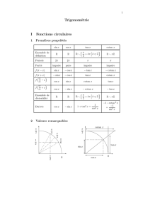 Trigonométrie I Fonctions circulaires