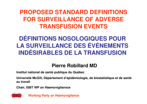 Classification des réactions transfusionnelles