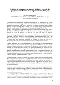 Stratégies de lutte contre la pauvreté féminine : exemple des