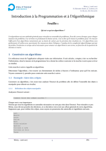 Introduction à la Programmation et à l`Algorithmique