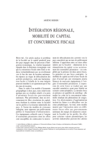 intégration régionale, mobilité du capital et concurrence fiscale