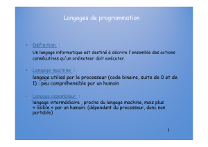 Présentation des langages de programmation Fichier