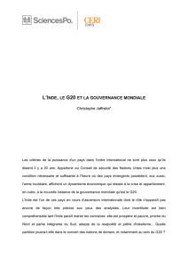 L`Inde, le G20 et la gouvernance mondiale