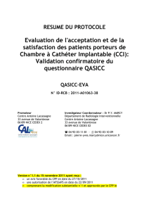 RESUME DU PROTOCOLE Evaluation de l`acceptation et
