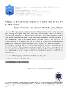 Ciblage De L`inflation En Regime De Change Fixe