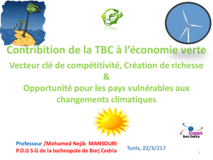 Contribition de la TBC à l`économie verte