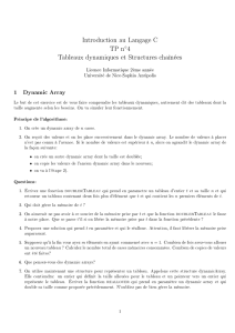 Introduction au Langage C TP n  4 Tableaux dynamiques et