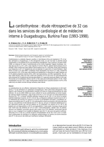 La cardiothyréose : étude rétrospective de 32 cas dans les services