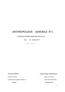 Anthropologie Générale I