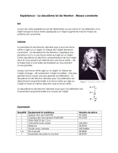Expérience – La deuxième loi de Newton : Masse constante