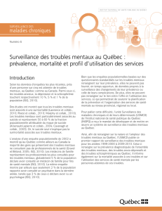 Surveillance des troubles mentaux au Québec : prévalence