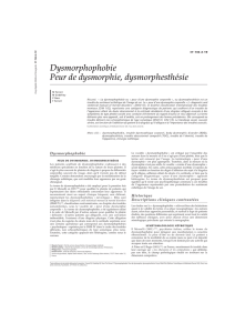 Dysmorphophobie Peur de dysmorphie, dysmorphesthésie