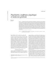 Psychiatrie, souffrance psychique et médecine générale