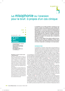 La misophonieou l`aversion pour le bruit : à propos d`un cas clinique