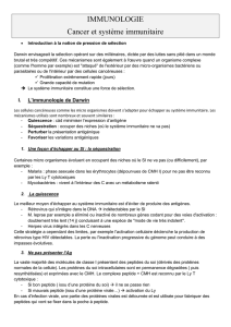 IMMUNOLOGIE Cancer et système immunitaire