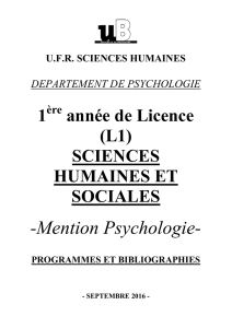 Mention Psychologie - UFR Sciences Humaines