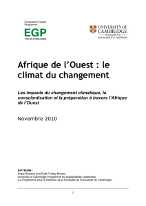 Afrique de l`Ouest : le climat du changement