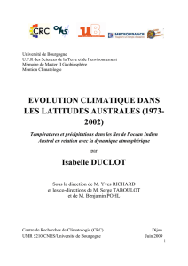 Evolution climatique dans les latitudes australes