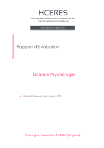 Evaluation de la licence psychologie de l`Université
