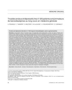 Troubles anxieux et dépressifs chez 4 425 patients consommateurs