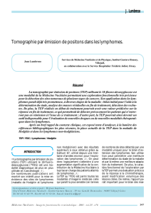 Tomographie par émission de positons dans les lymphomes.