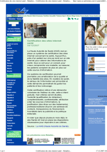 Certification des sites internet santé - Maladies