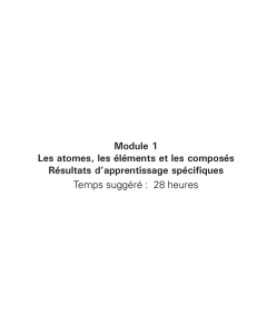 Module 1 Les atomes, les éléments et les composés Résultats d