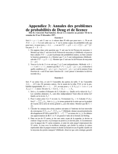 Appendice 3: Annales des problèmes de probabilités de Deug et de