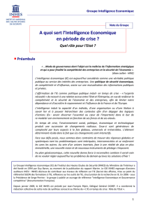 A quoi sert l`Intelligence Economique en période de crise ? Quel