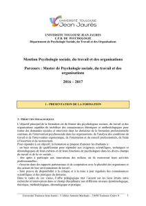 Mention Psychologie sociale, du travail et des organisations