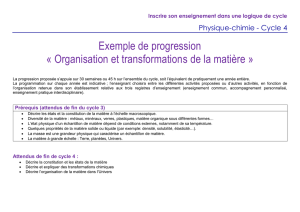 Exemple de progression « Organisation et transformations de la