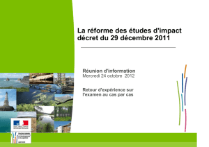 La réforme des études d`impact décret du 29 décembre 2011