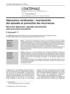 Dépressions récidivantes : neurotoxicité des épisodes et prévention