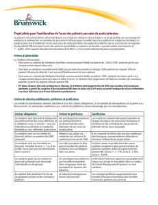 Projet pilote pour l`amélioration de l`accès des patients aux soins de