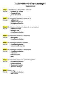 LE RÉCHAUFFEMENT CLIMATIQUE Groupes de travail