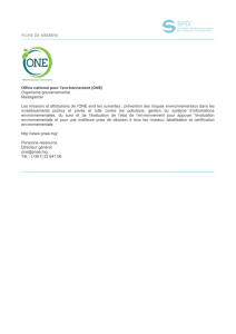 FICHE DE MEMBRE Office national pour l`environnement (ONE