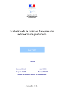 Evaluation de la politique française des médicaments