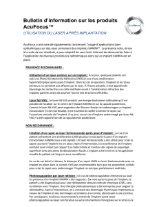 Bulletin d`information sur les produits AcuFocus