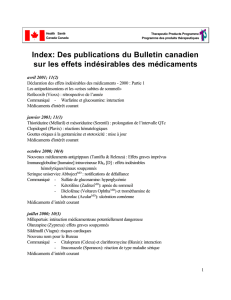 Index: Des publications du Bulletin canadien sur les effets
