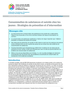 Consommation de substances et suicide chez les jeunes